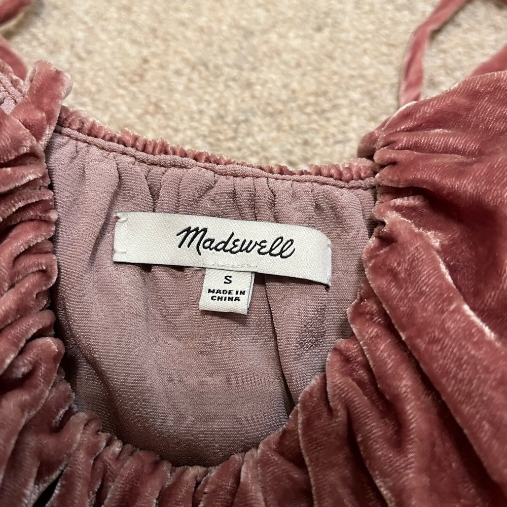 MADEWELL CRUSHED VELVET RUFFLE CAMI - Picture 2 of 7